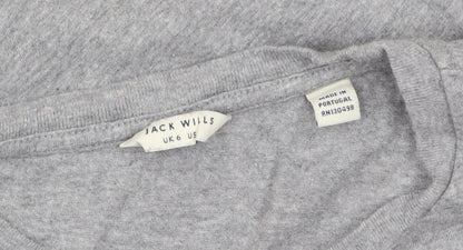Jack Wills Women's Grey Cotton Crew Neck Basic T-Shirt UK 6