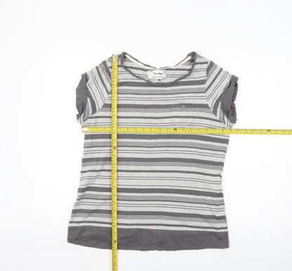 Peter Storm Womens Grey Striped Short Sleeve Cotton T-Shirt Size 18