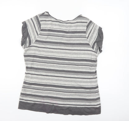 Peter Storm Womens Grey Striped Short Sleeve Cotton T-Shirt Size 18