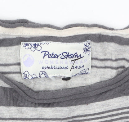 Peter Storm Womens Grey Striped Short Sleeve Cotton T-Shirt Size 18