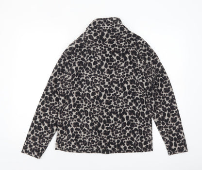 Marks and Spencer Womens Grey Leopard Print Fleece Zip Jacket Size 14