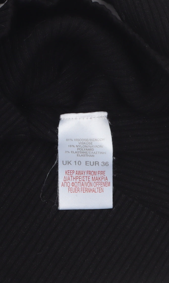 River Island Women’s Black Roll Neck Slim Knit Jumper Size 10