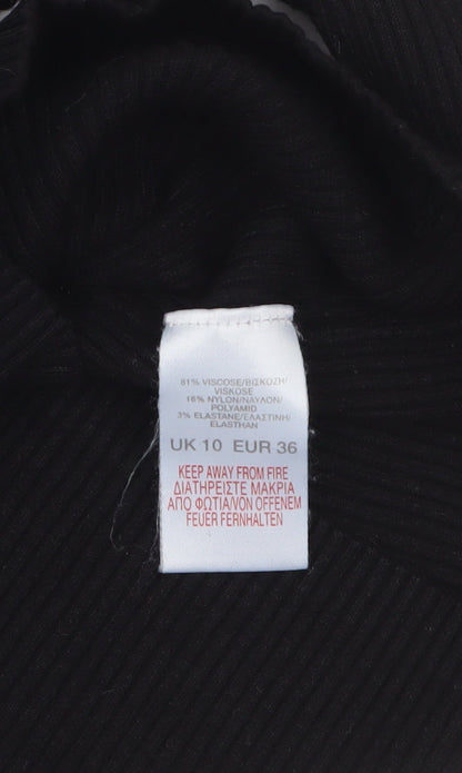 River Island Women’s Black Roll Neck Slim Knit Jumper Size 10