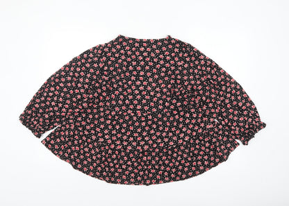 New Look Women’s Black Floral Tunic Blouse Size 14 Long Sleeve