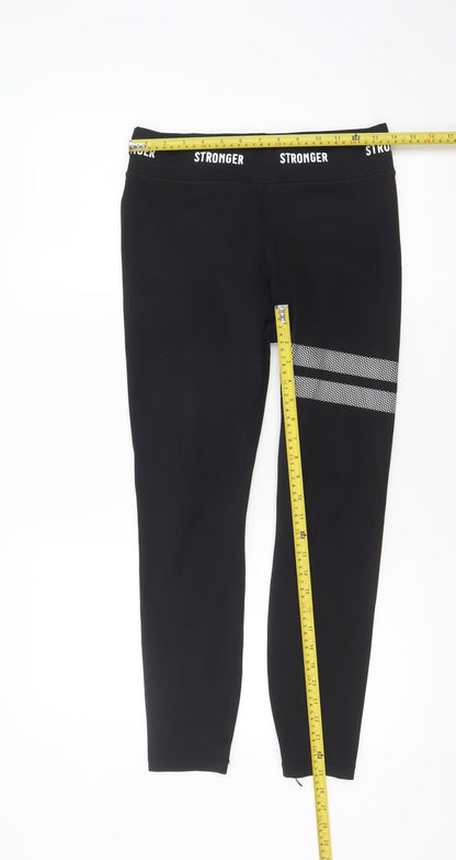 Stronger Women Black Medium Leggings Slim Fit Activewear