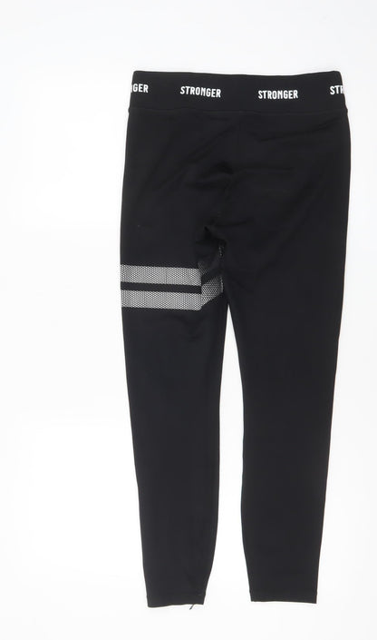 Stronger Women Black Medium Leggings Slim Fit Activewear