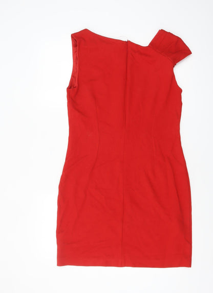 MNG Collection Women Red Bodycon One Shoulder Dress Size 14