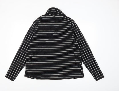 Dunnes Women Black Striped Roll Neck Long Sleeve Cotton Blend Top 2XL