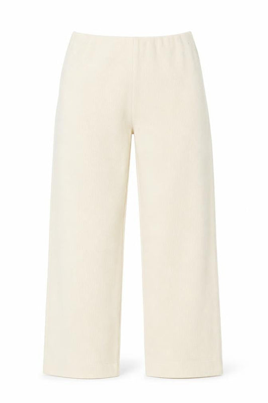MNG Women Beige Wide-Leg Corduroy Trousers Size S