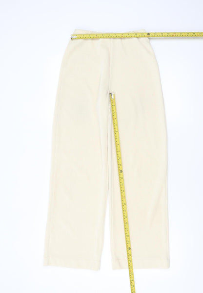 MNG Women Beige Wide-Leg Corduroy Trousers Size S