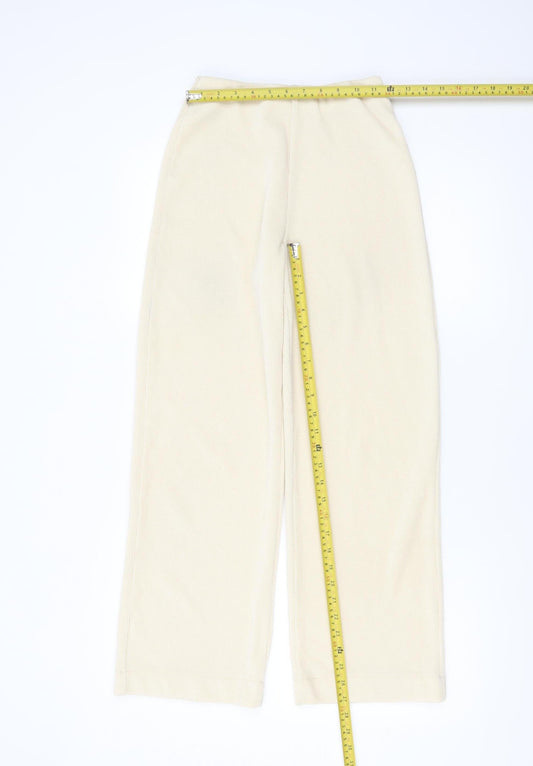 MNG Women Beige Wide-Leg Corduroy Trousers Size S