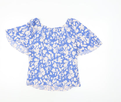 Dunnes Stores Women's Blue Floral Viscose Blouse XS