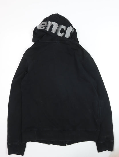 Bench Men Black Full Zip Cotton Hoodie M Logo Hooded Sweatshirt