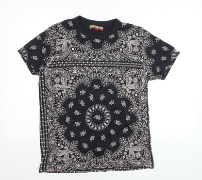 Worland Women's Black Paisley Cotton T-Shirt Medium