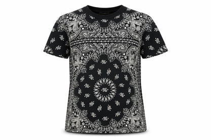 Worland Women's Black Paisley Cotton T-Shirt Medium