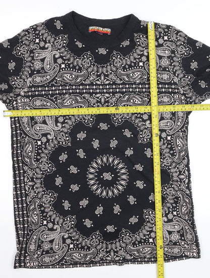 Worland Women's Black Paisley Cotton T-Shirt Medium