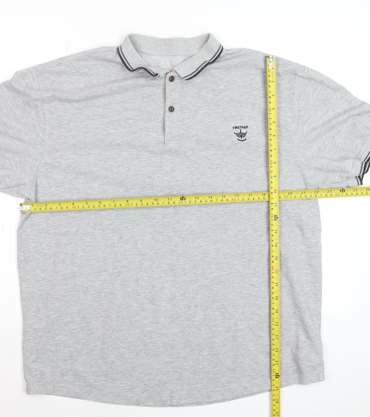 Firetrap Men's Grey 3XL Cotton Blend Short Sleeve Polo Shirt