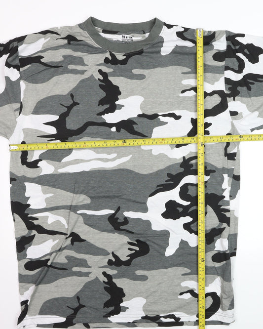 MFH Adventure Men's Grey Camouflage 3XL Cotton Crew Neck T-Shirt