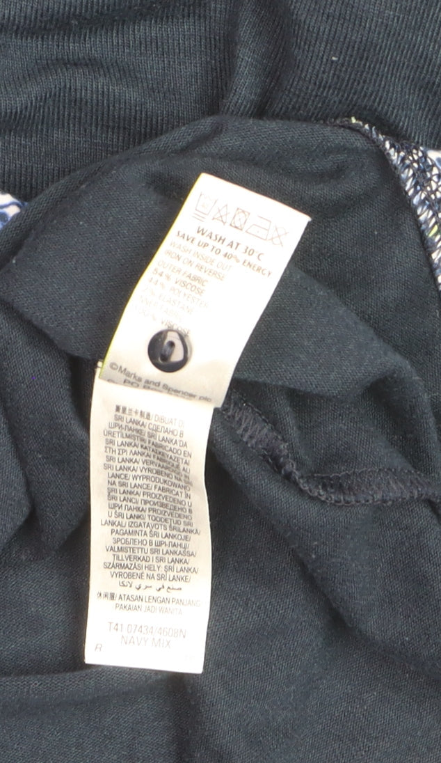 Marks and Spencer Womens Blue Tunic Blouse Size 14 3/4 Sleeve