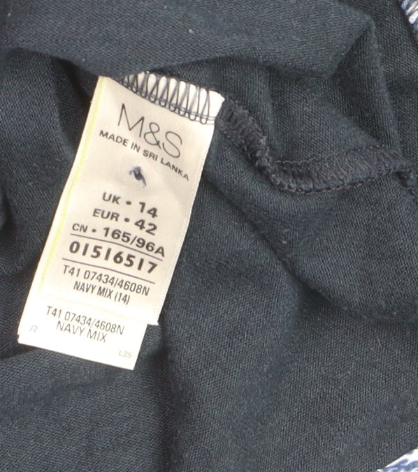 Marks and Spencer Womens Blue Tunic Blouse Size 14 3/4 Sleeve