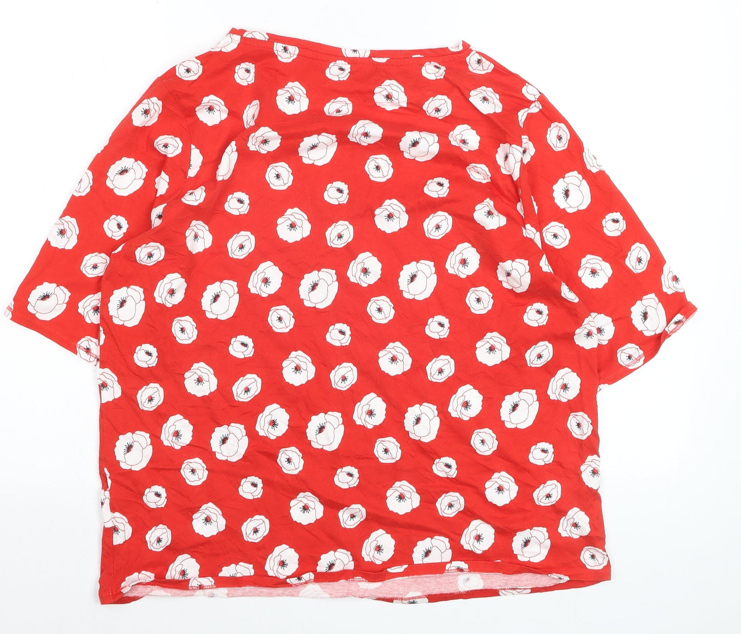 Cotton Traders Women's Red Floral Cotton T-Shirt Size 18
