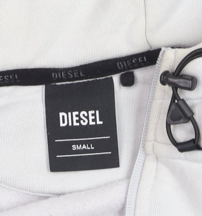 Diesel Men's White Small 1/2 Zip Hooded Sweatshirt Fleece