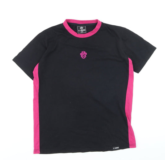 TC Threads Men's Black & Pink Gothic Skull Graphic Cotton T-Shirt Medium