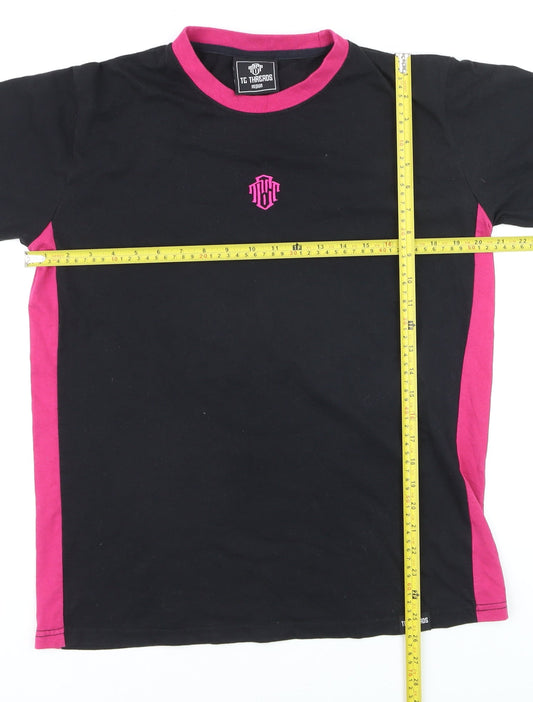 TC Threads Men's Black & Pink Gothic Skull Graphic Cotton T-Shirt Medium