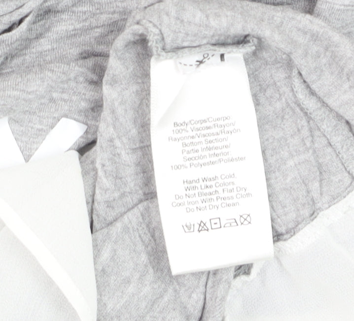 DKNY Womens Grey Cropped Long Sleeve Logo T-Shirt Size S