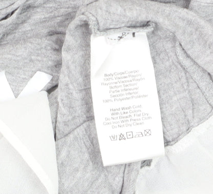 DKNY Womens Grey Cropped Long Sleeve Logo T-Shirt Size S