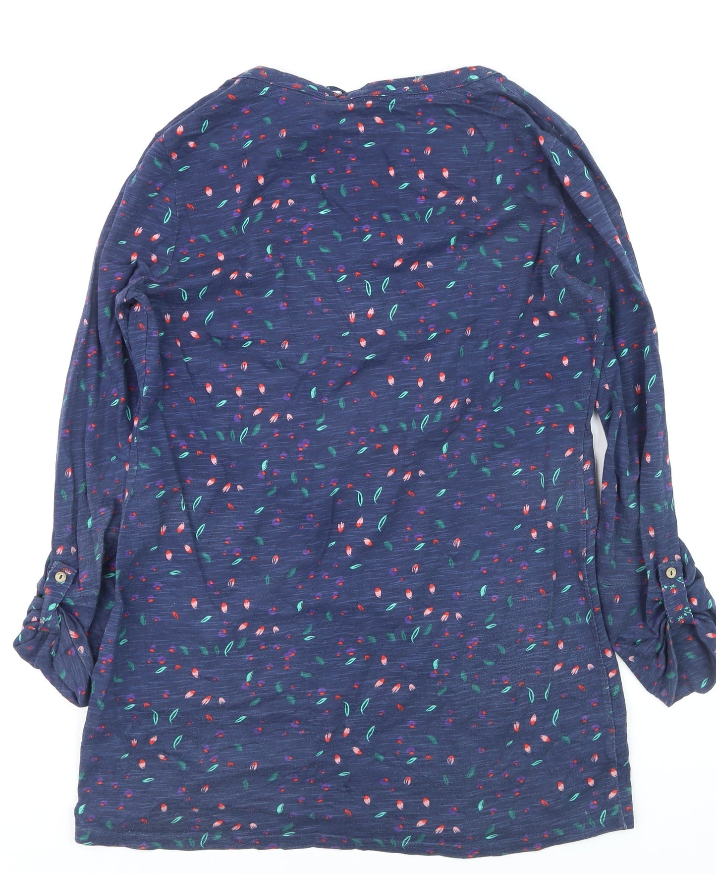 Mantaray Women's Blue Floral Cotton Tunic Blouse Size 10