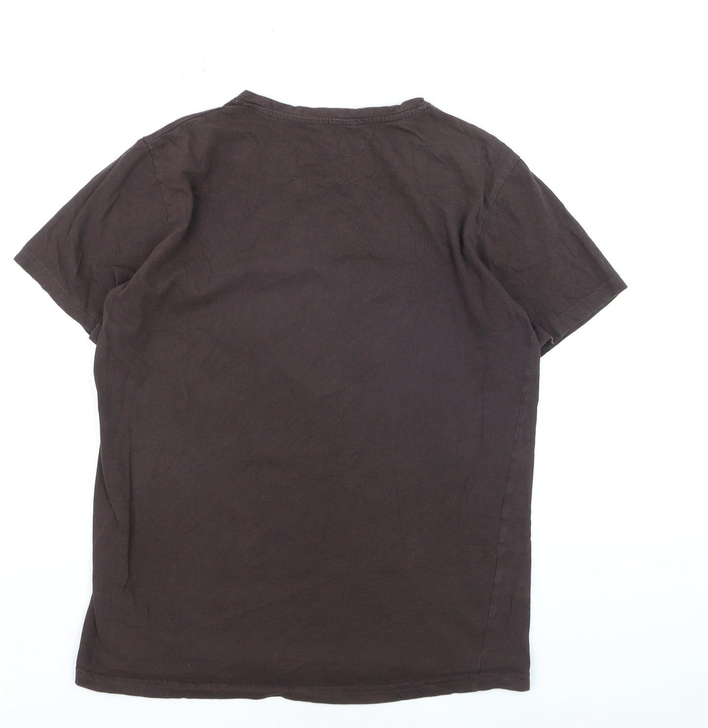 U Collection Men's Brown Brooklyn USA Graphic Cotton T-Shirt M