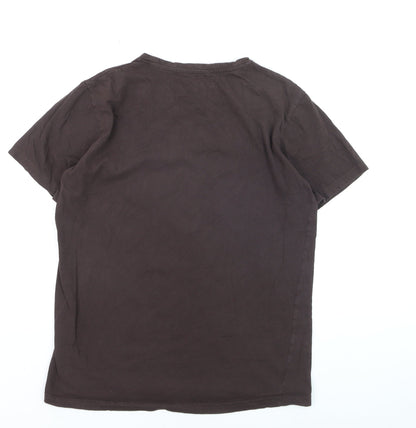 U Collection Men's Brown Brooklyn USA Graphic Cotton T-Shirt M