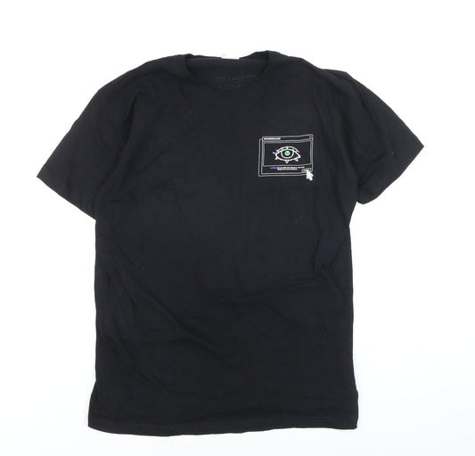B&C Collection Men's Black Tech Graphic Print Cotton T-Shirt Size L