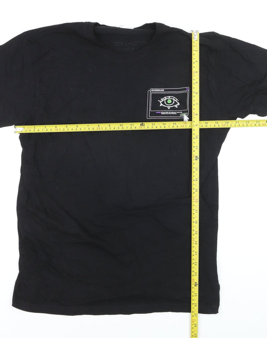 B&C Collection Men's Black Tech Graphic Print Cotton T-Shirt Size L