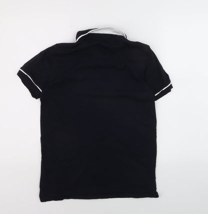 French Connection Men's Black Cotton Polo Shirt Size M Classic Fit