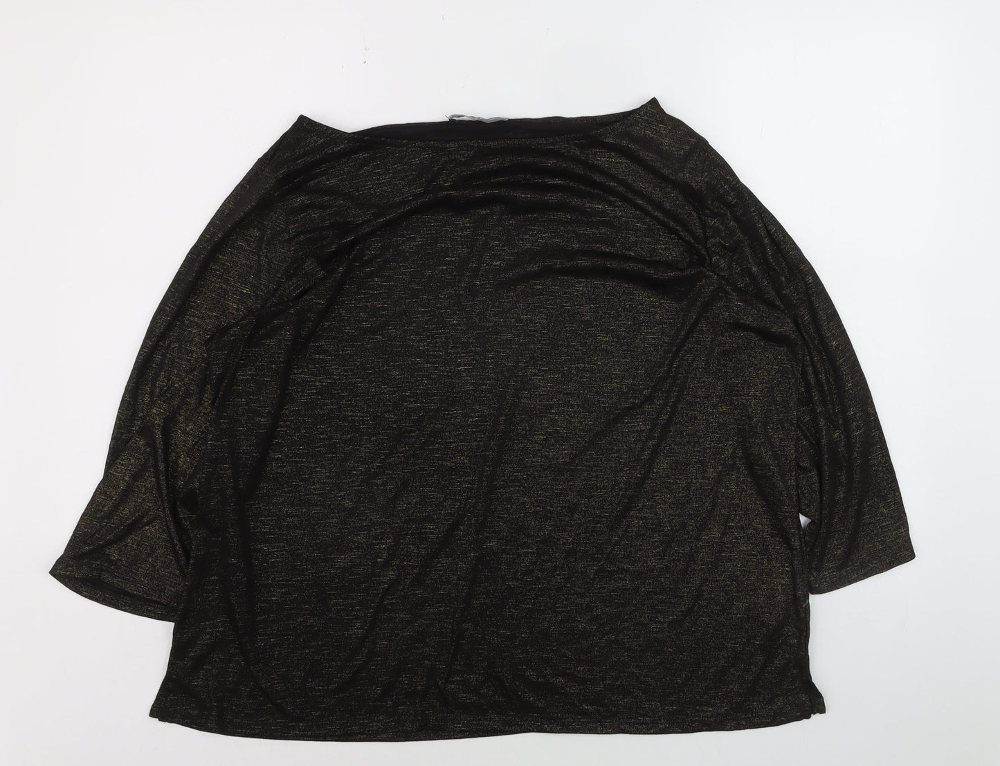Nutmeg Women Black Glitter 3/4 Sleeve Plus Size 22 T-Shirt