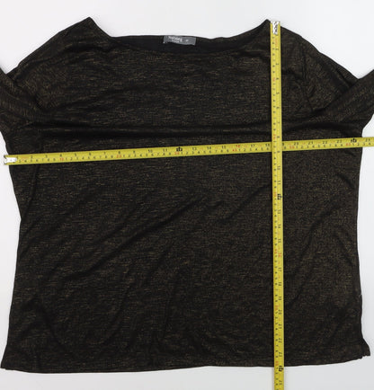 Nutmeg Women Black Glitter 3/4 Sleeve Plus Size 22 T-Shirt