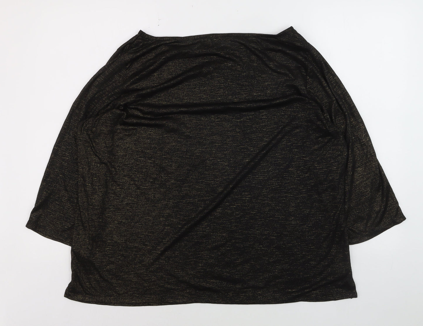 Nutmeg Women Black Glitter 3/4 Sleeve Plus Size 22 T-Shirt