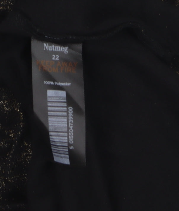 Nutmeg Women Black Glitter 3/4 Sleeve Plus Size 22 T-Shirt