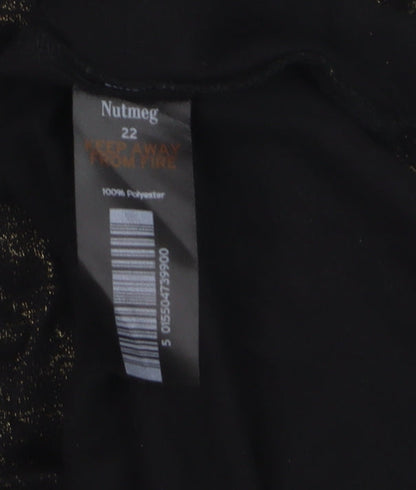 Nutmeg Women Black Glitter 3/4 Sleeve Plus Size 22 T-Shirt