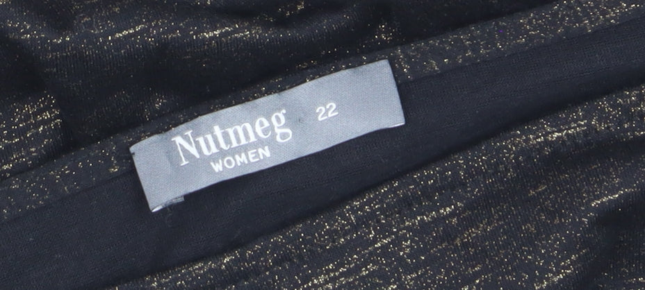 Nutmeg Women Black Glitter 3/4 Sleeve Plus Size 22 T-Shirt