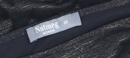 Nutmeg Women Black Glitter 3/4 Sleeve Plus Size 22 T-Shirt