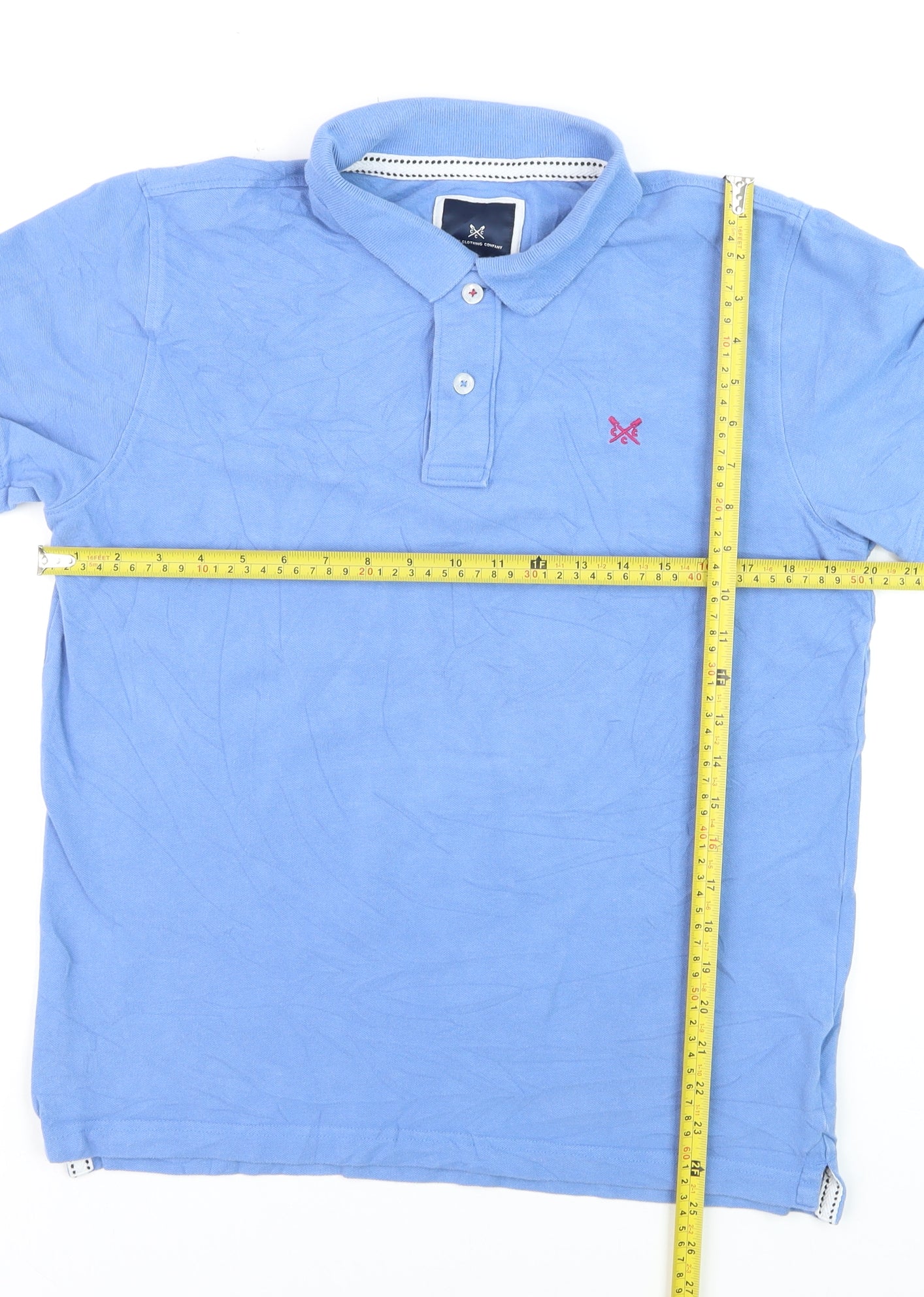 Crew Clothing Company Men's Blue Cotton Polo Shirt M
