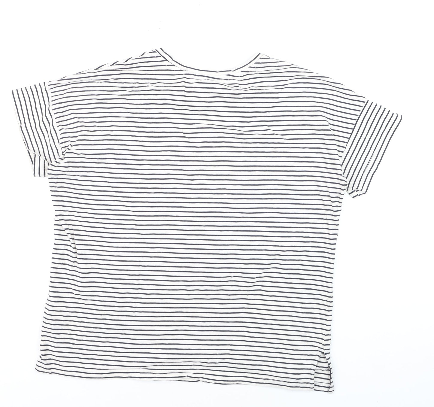 Next Women's White Striped Amour Paris T-Shirt Size 14 Cotton