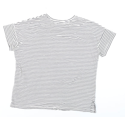 Next Women's White Striped Amour Paris T-Shirt Size 14 Cotton