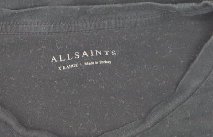 AllSaints Men's Black Crew Neck Cotton T-Shirt XL Classic Fit