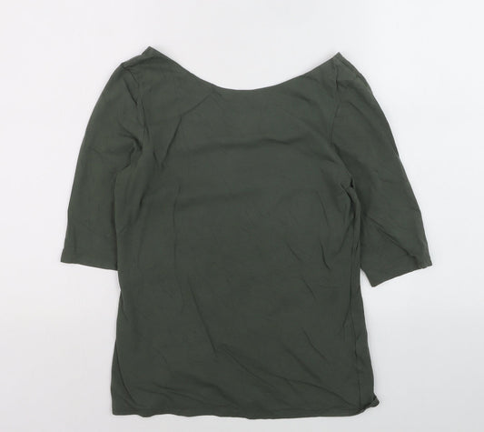 Jigsaw Women's Green 3/4 Sleeve Scoop Neck Cotton Top Size M