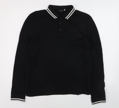 ASOS DESIGN Men's Black Long Sleeve Polo Shirt Size L 42in Chest