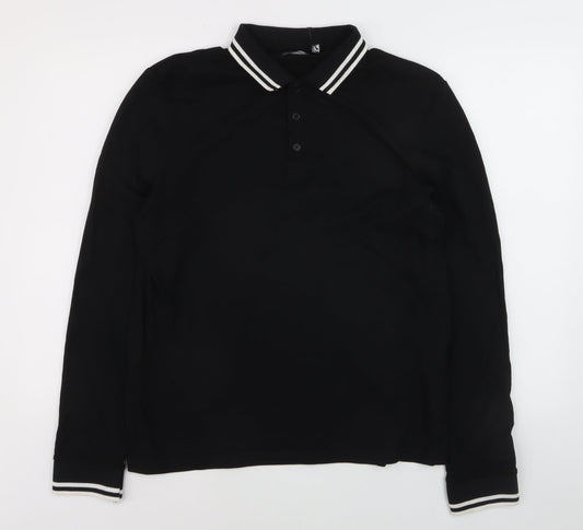 ASOS DESIGN Men's Black Long Sleeve Polo Shirt Size L 42in Chest